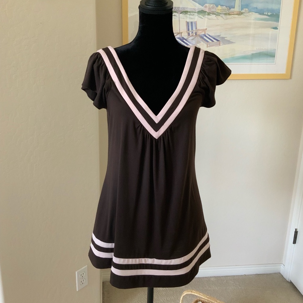 Brown Campaigne V Neck Tunic Size Large